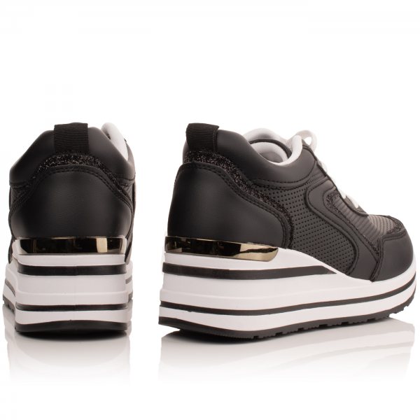 Sneakers Μαύρα Με Εσωτερικο Τακούνι