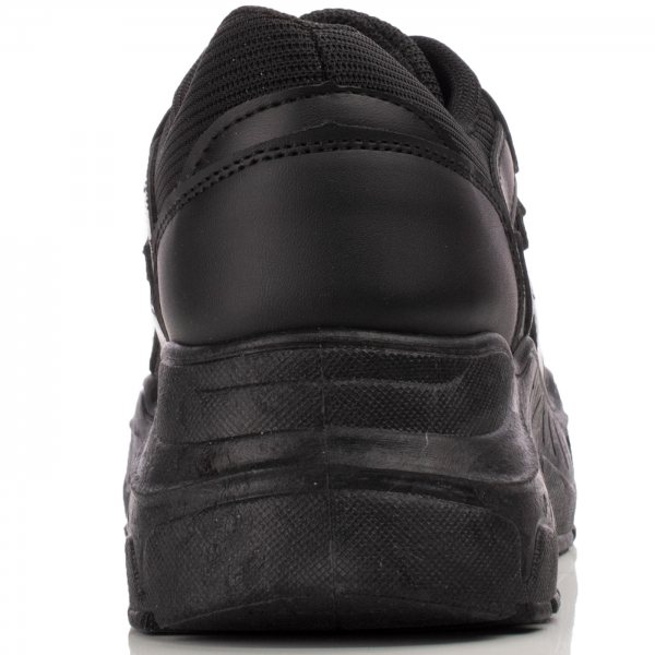 	Μαύρα Sneakers Αθλητικού Τύπου Με Ψηλή Μαύρη Σόλα
